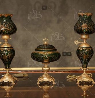 خرید ظروف کریستال سبز شمعدان و شکلات خوری به قیمت ارزان