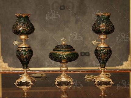 خرید ظروف کریستال سبز شمعدان و شکلات خوری به قیمت ارزان