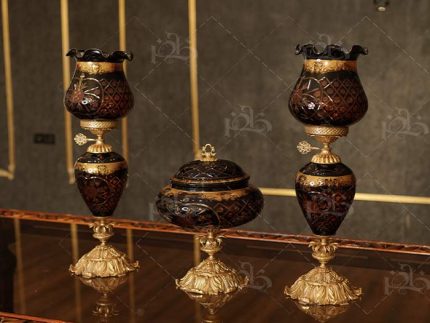 شمعدان و چراغ برقی سلطنتی کریستال رنگ دودی خرید به قیمت عمده